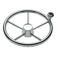 Schmitt  Ongaro 170 13.5" Stainless 5-Spoke Destroyer Wheel w/ Stainless Cap and FingerGrip Rim - Fits 3/4" Tapered Shaft Helm [1731321FGK]