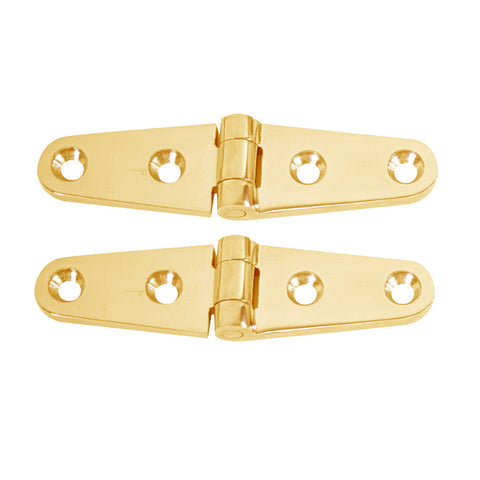 Whitecap Strap Hinge - Polished Brass - 4" x 1" - Pair [S-604BC]