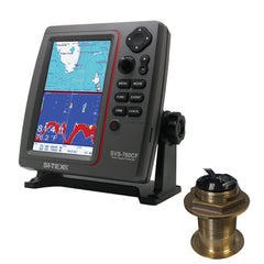 SI-TEX SVS-760CF Dual Frequency Chartplotter/Sounder w/ Navionics+ Flexible Coverage & Bronze 12 Degree Transducer [SVS-760CFB60-12]