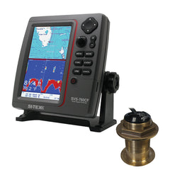 SI-TEX SVS-760CF Dual Frequency Chartplotter/Sounder w/ Navionics+ Flexible Coverage & Bronze 20 Degree Transducer [SVS-760CFB60-20]