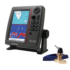 SI-TEX SVS-760CF Dual Frequency Chartplotter/Sounder w/ Navionics+ Flexible Coverage & Bronze Thru-Hull Triducer [SVS-760CFTH2]