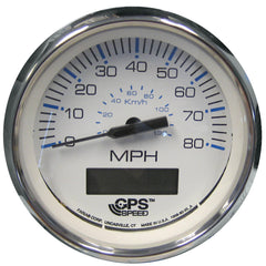u200bFaria Chesapeake White SS 4" Speedometer w/LCD Heading Display - 80MPH (GPS) [33829]