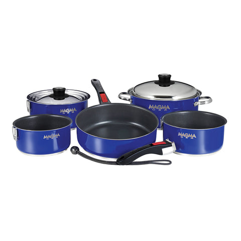 Magma Nesting 10-Piece Induction Compatible Cookware - Cobalt Blue Exterior & Slate Black Ceramica Non-Stick Interior [A10-366-CB-2-IND]