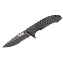 Kuuma 4.5" Serrated Edge Spring Assisted Folding Knife - Stainless Steel [51911]