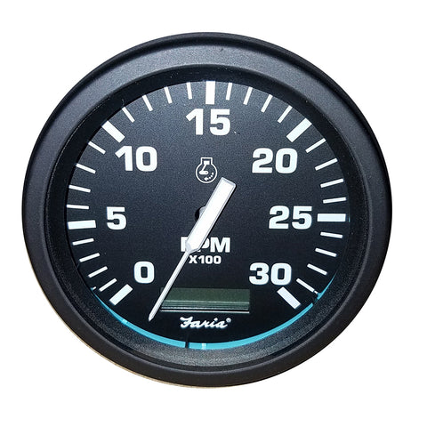Faria Heavy-Duty Black 4" Tachometer w/Hourmeter (3000 RPM) (Diesel) (Mag Pick-Up) [TD9205]