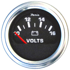 Faria 2" Voltmeter (10-16 VDC) Unlit 12V Black w/Stainless Steel Bezel  Orange Pointer - Case of 24 [VP0125]