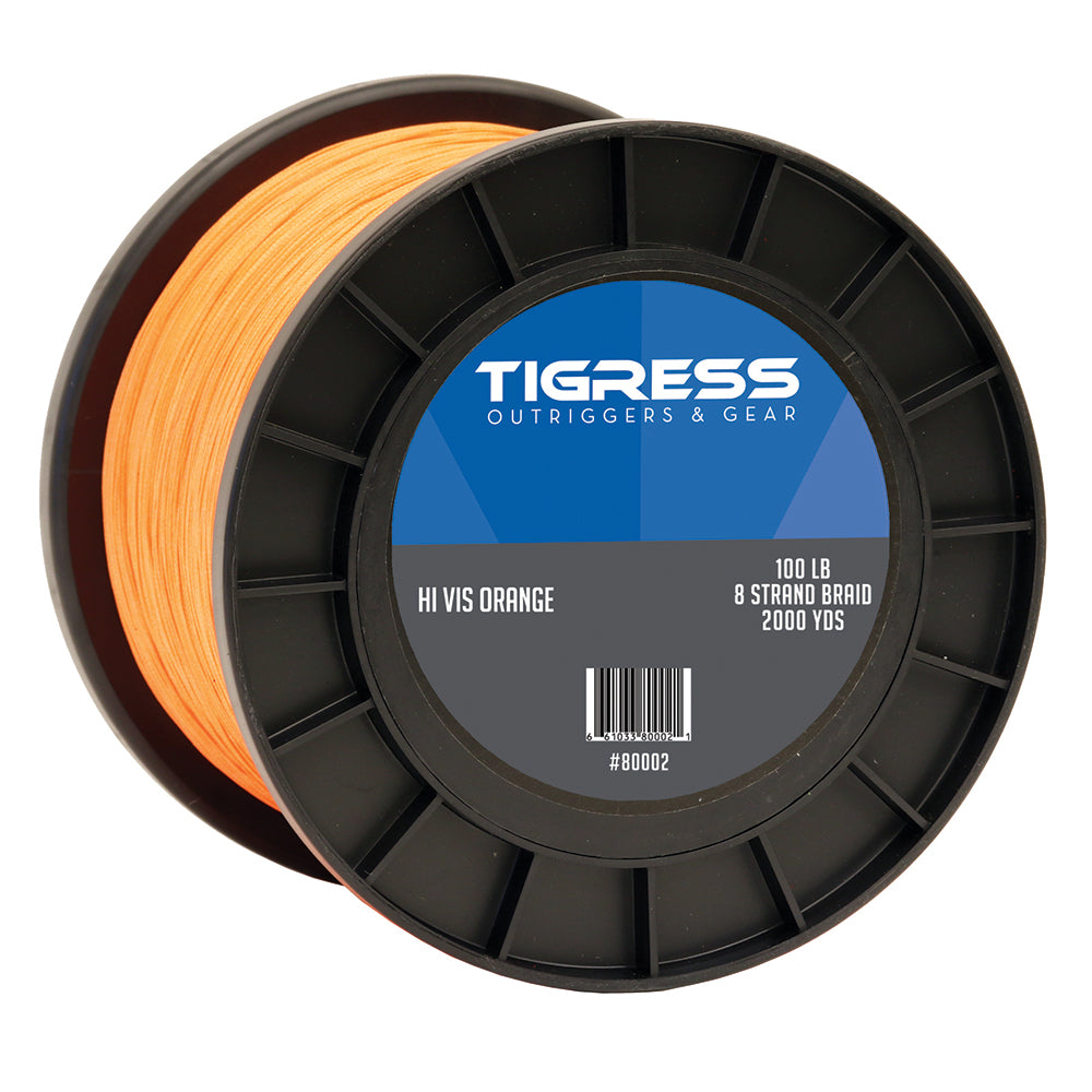 hi vis orange braided fishing line Tigress High-Visibility 100lb Kite Braid