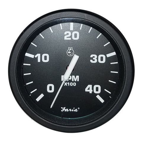 Faria 4" Heavy-Duty Black Tachometer (4000 RPM) (Mag Pick-Up) (Diesel) [43002]