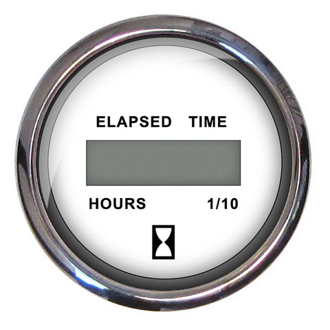Faria Chesapeake SS 2" Digital Hourmeter - (10,000 Hours) (12-32 VDC) - White [13815]