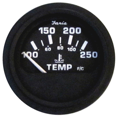 Faria 2" Heavy-Duty Water Temperature Gauge (100-250F) - Black [23001]