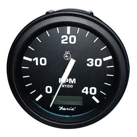 Faria 4" Heavy-Duty Tachometer w/Hourmeter (4000 RPM) Diesel (Mech Takeoff  Var Ratio Alt) - Black *Bulk Case of 12* [TD9137B]