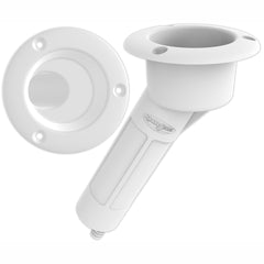 Mate Series Plastic 30 Rod  Cup Holder - Drain - Round Top - White [P1030DW]