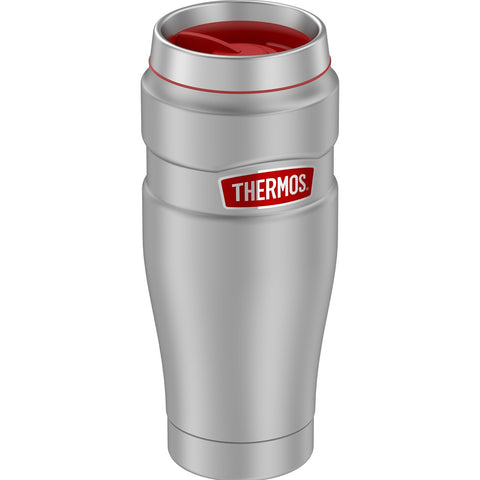 Thermos 16oz Stainless Steel Travel Tumbler - Matte Steel w/Red Badge - 7 Hours Hot/18 Hours Cold [SK1005MSR4]