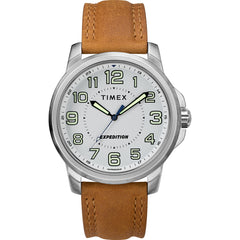 Timex Mens Expedition Metal Field Watch - White Dial/Brown Strap [TW4B16400JV]