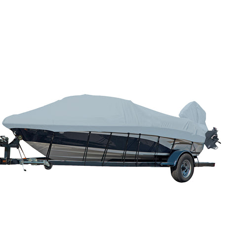 Carver Performance Poly-Guard Styled-to-Fit Boat Cover f/14.5 V-Hull Runabout Boats w/Windshield  Hand/Bow Rails - Grey [77014P-10]