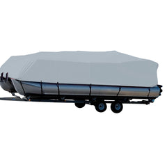 Carver Performance Poly-Guard Styled-to-Fit Boat Cover f/24.5 Pontoons w/Bimini Top  Rails - Grey [77524P-10]