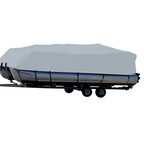 Carver Performance Poly-Guard Styled-to-Fit Boat Cover f/16.5 Pontoons w/Bimini Top  Partial Rails - Grey [77616P-10]