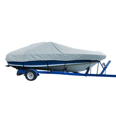 Carver Performance Poly-Guard Styled-to-Fit Boat Cover f/18.5 V-Hull Low Profile Cuddy Cabin Boats w/Windshield  Rails - Grey [77718P-10]