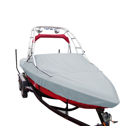 Carver Performance Poly-Guard Specialty Boat Cover f/18.5 Sterndrive V-Hull Runabouts w/Tower - Grey [97118P-10]