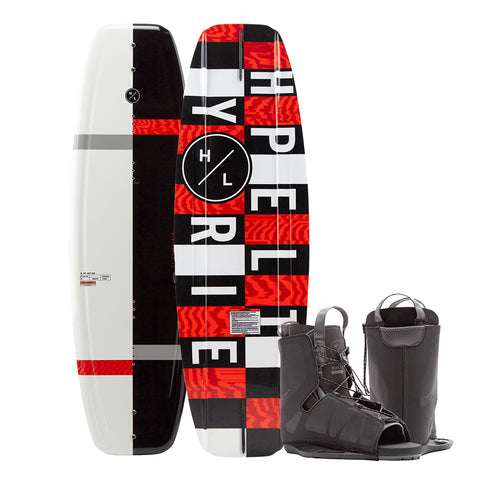 Hyperlite Motive Wakeboard 140cm w/Frequency Boot (OSFA - Size 6 to 12) - 2021 Edition - Black/Red [20284274]