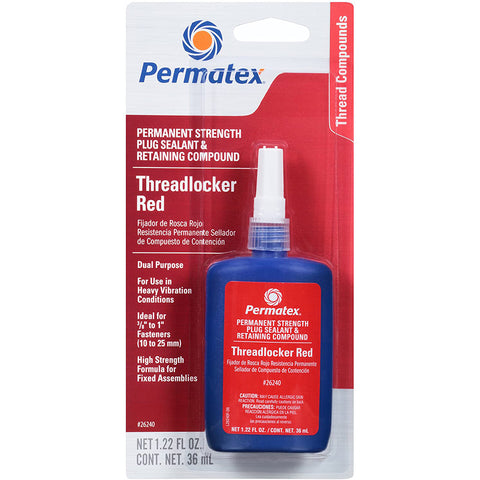 Permatex Permanent Strength Threadlocker RED  Cup/Core Plug Sealant Retaining Compound - 36ml [26240]