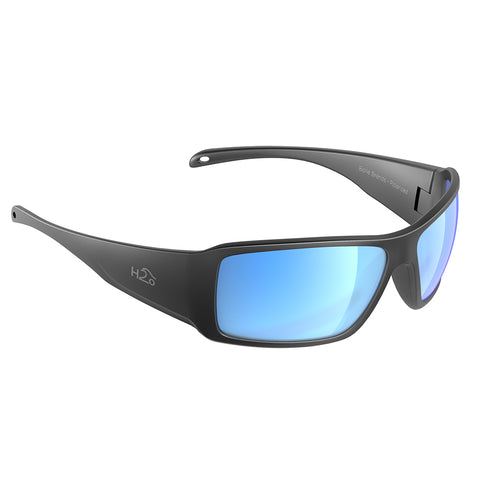 H2Optix Stream Sunglasses Matt Gun Metal, Grey Blue Flash Mirror Lens Cat.3 - AntiSalt Coating w/Floatable Cord [H2021]