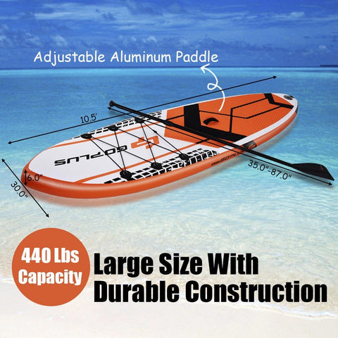 10.5' SUP Inflatable Stand up Paddle Board with Adjustable Backpack